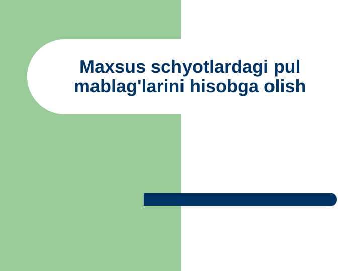 maxsus schyotlardagi pul mablag'larini hisobga olish