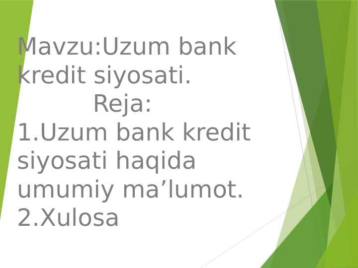 Uzum bank kredit siyosati