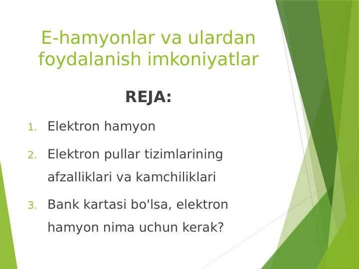 E-hamyonlar va ulardan foydalanish imkoniyatlar