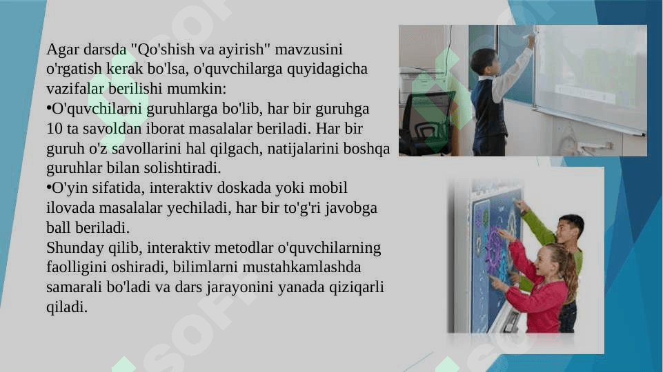 Boshlangʻich sinf matematika darslarida interaktiv metodlardan foydalanish