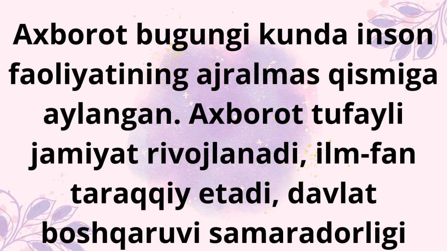 Axborot nima va uning manbalari