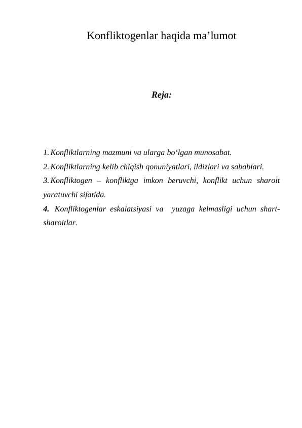 Konfliktogenlar haqida ma’lumot