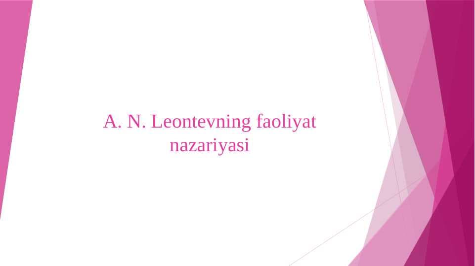 A. N. Leontevning faoliyat nazariyasi