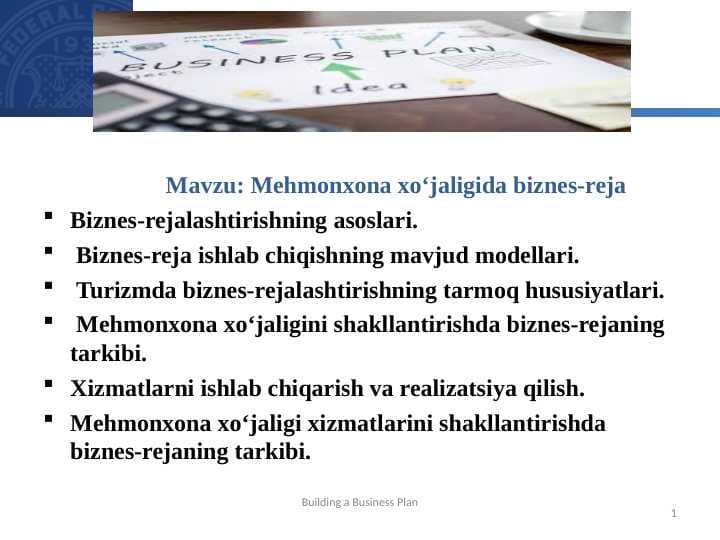Mehmonxona xo‘jaligida biznes-reja