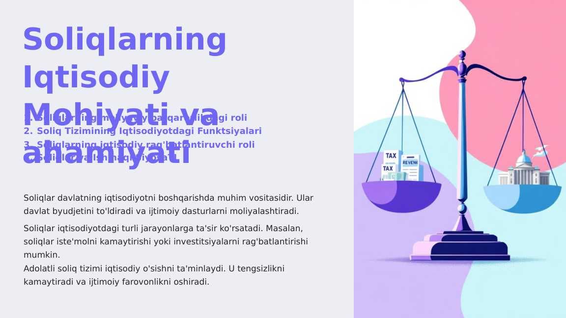 Soliqlarning Iqtisodiy Mohiyati va ahamiyati