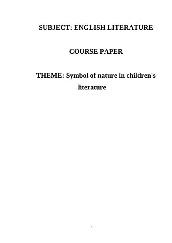 Symbol of nature in children's literature