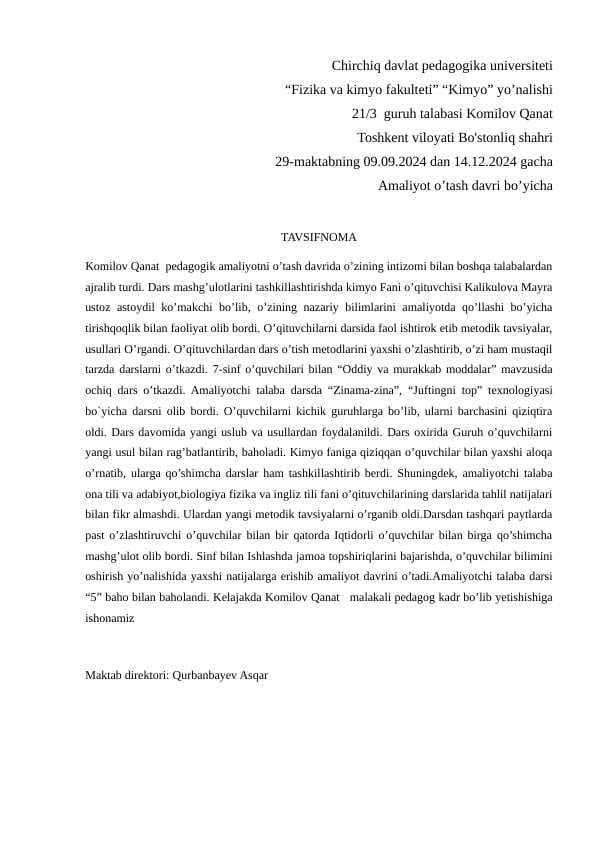 AMALIYOTGA tavsifnoma