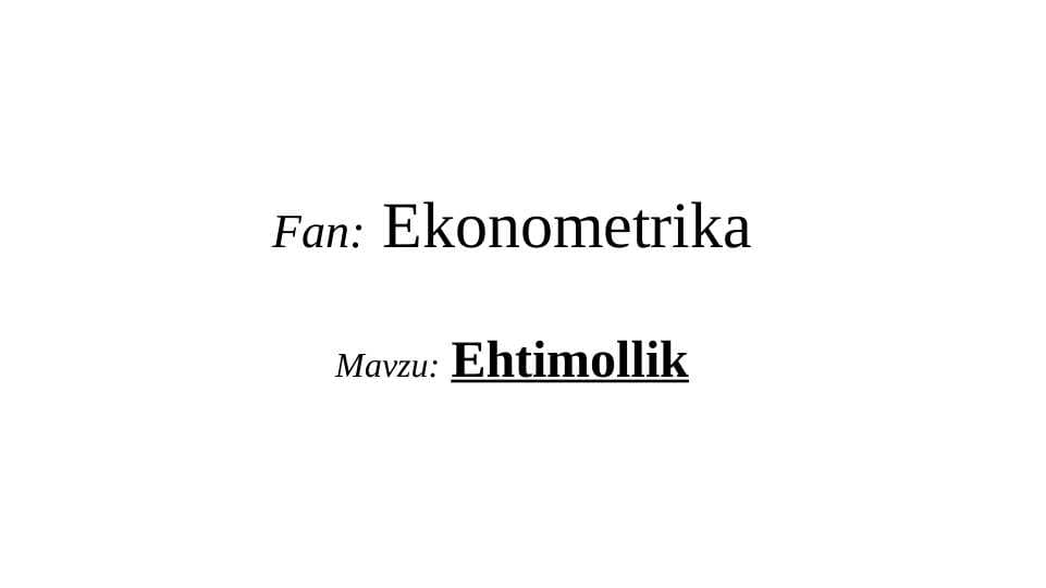 Ehtimollik
