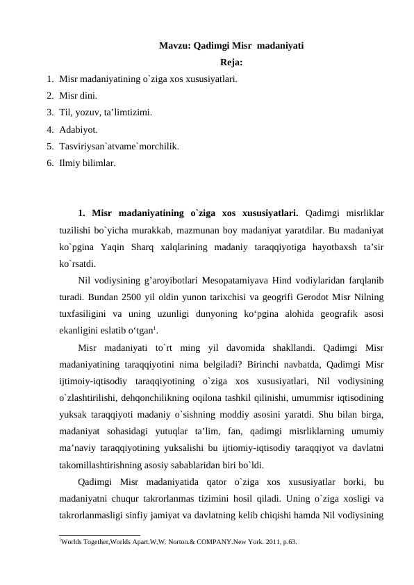 Qadimgi Misr  madaniyati