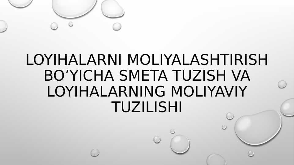 Loyihalarni moliyalashtirish