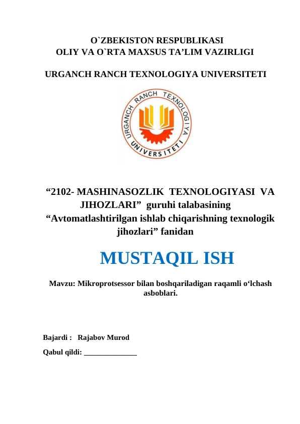Mikroprotsessor bilan boshqariladigan raqamli oʻlchash asboblari