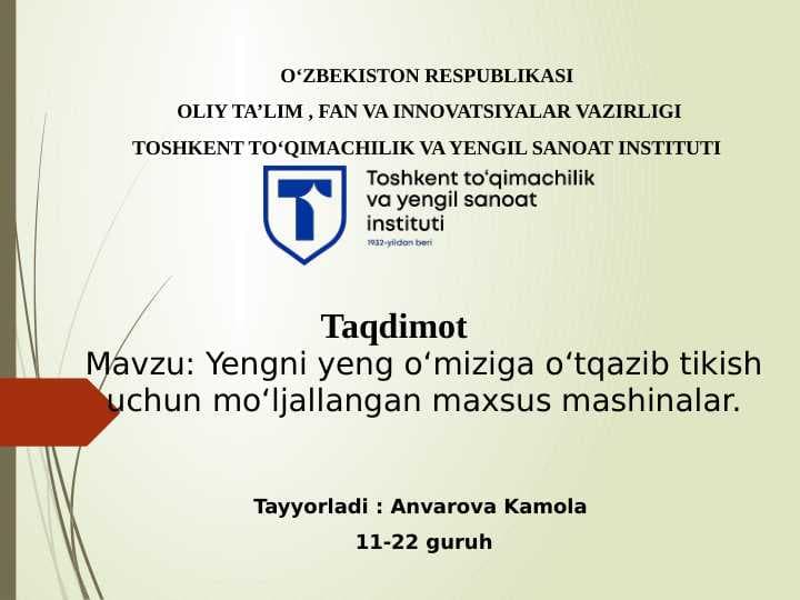 Yengni yeng o‘miziga o‘tqazib tikish uchun mo‘ljallangan maxsus mashinalar.