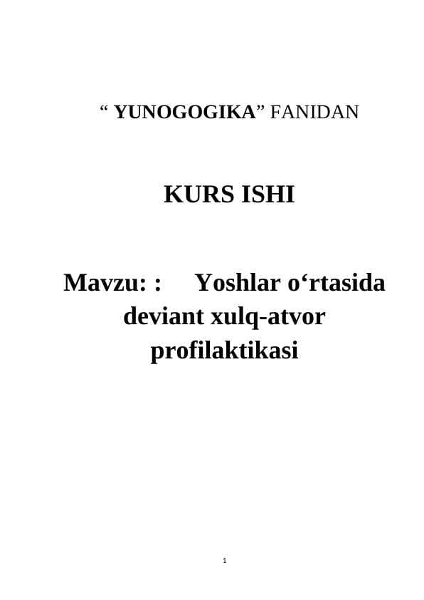 Yoshlar o‘rtasida deviant xulq-atvor profilaktikasi