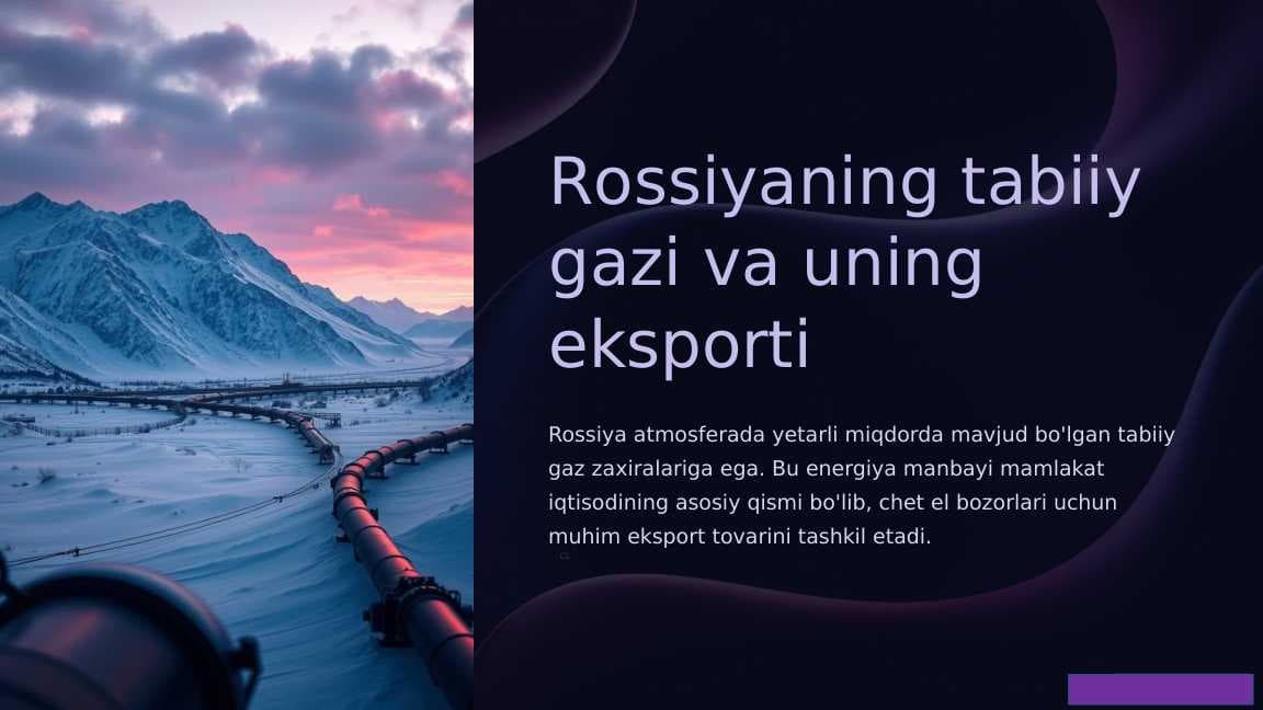 Rossiyaning tabiiy gazi va uning eksporti
