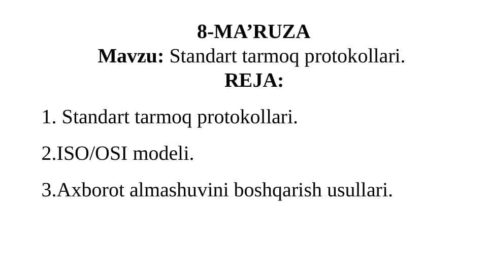 Standart tarmoq protokollari
