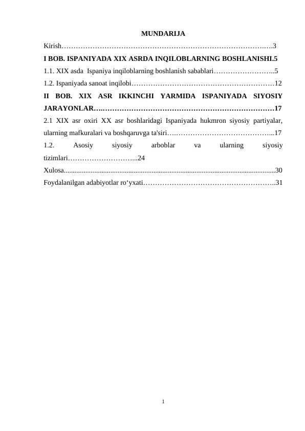 ISPANIYADA XIX ASRDAGI INQLOBLARI