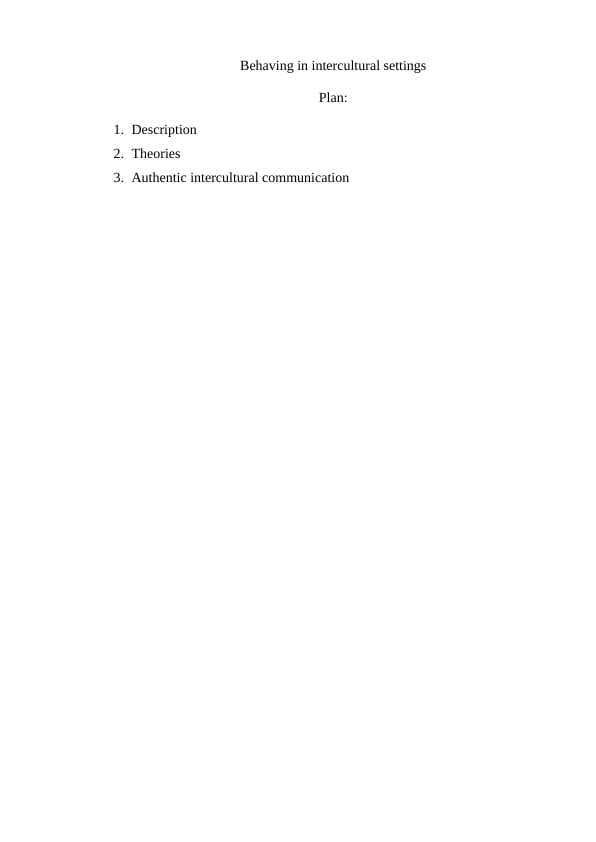 Behaving in intercultural settings