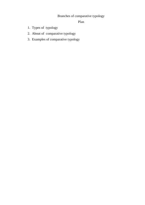 Branches of comparative typology