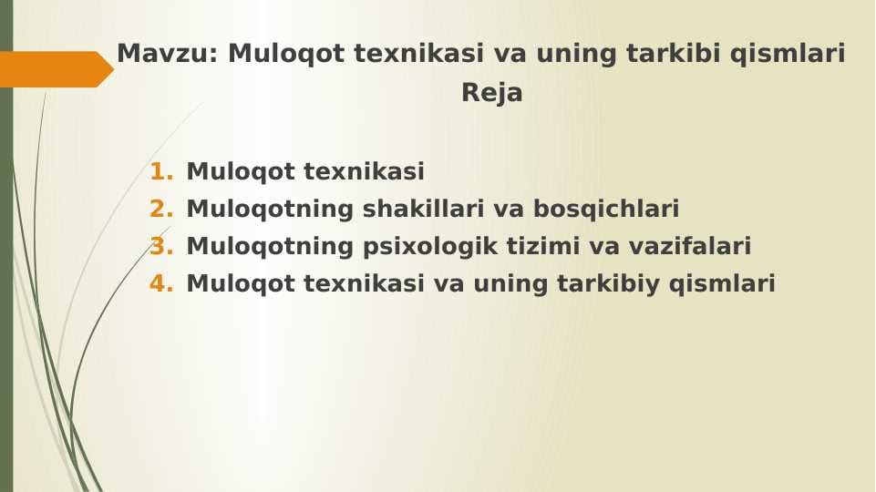Muloqot texnikasi va uning tarkibi qismlari