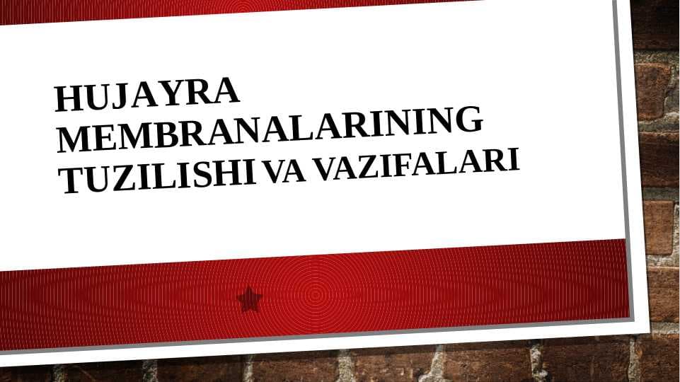 Hujayra membranalarining tuzilishi va vazifalari