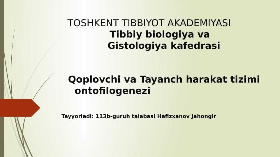 Qoplovchi va Tayanch harakat tizimi ontofilogenezi
