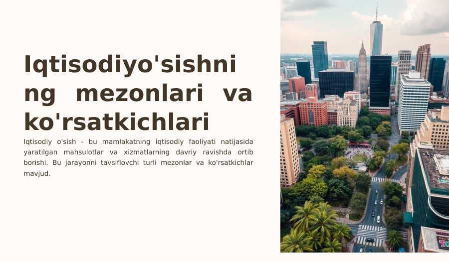 Iqtisodiyo'sishning mezonlari va ko'rsatkichlari