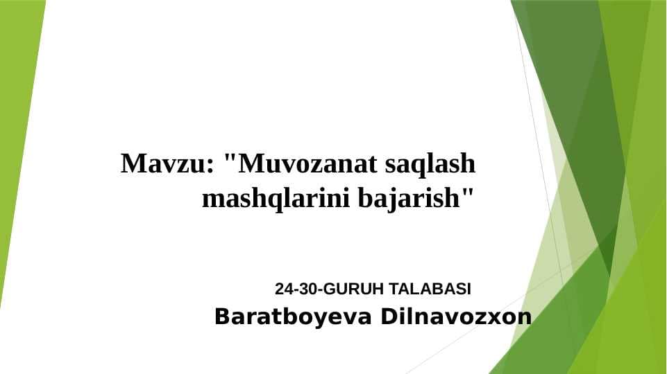 Muvozanat saqlash mashqlarini bajarish 2