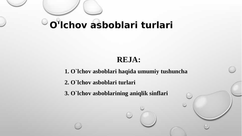 O'lchov asboblari turlari