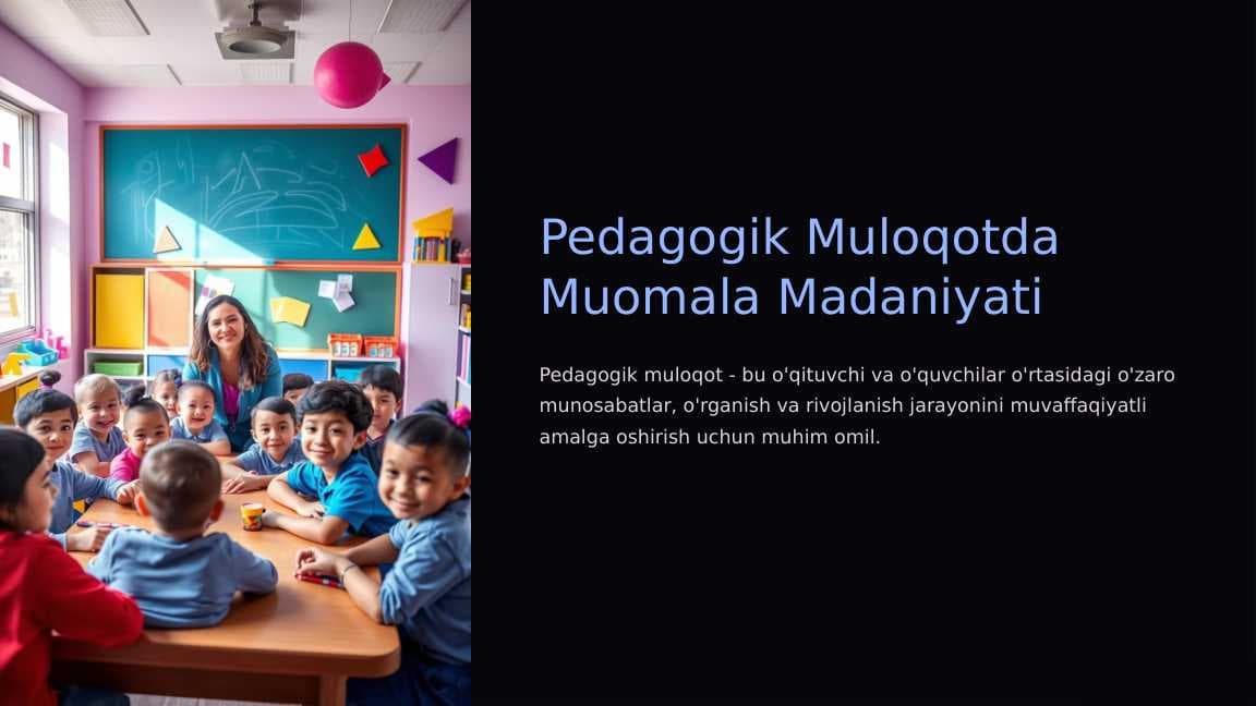 Pedagogik Muloqotda Muomala Madaniyati