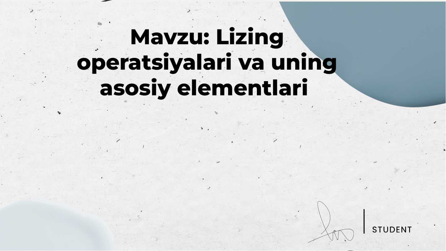 Lizing operatsiyalari