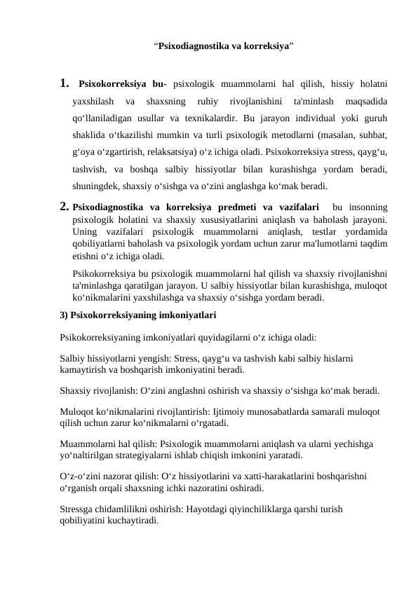 Psixokorreksiya