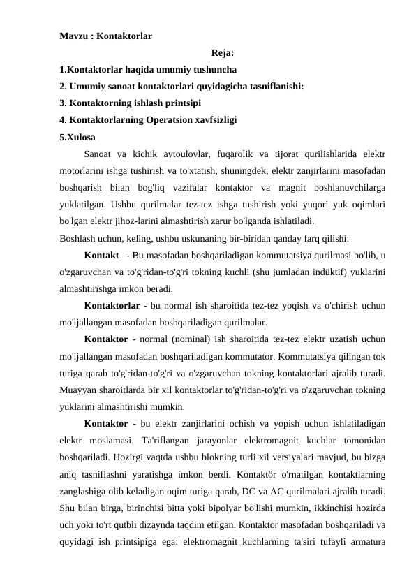 Kontaktorlar