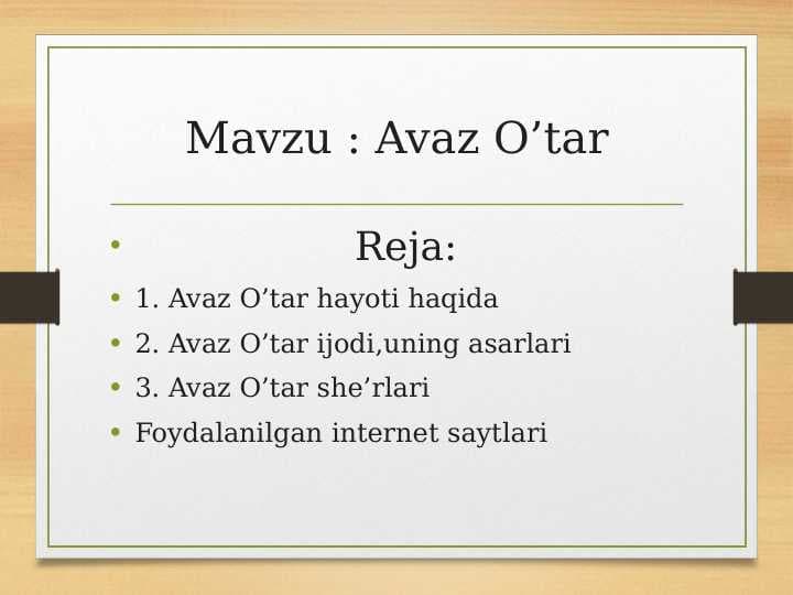 Avaz O’tar