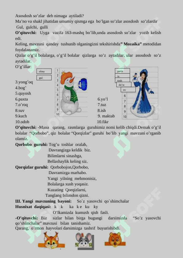 So`z  yasovchi  qo`shimchalar OCHIQ DARS ISHLANMASI