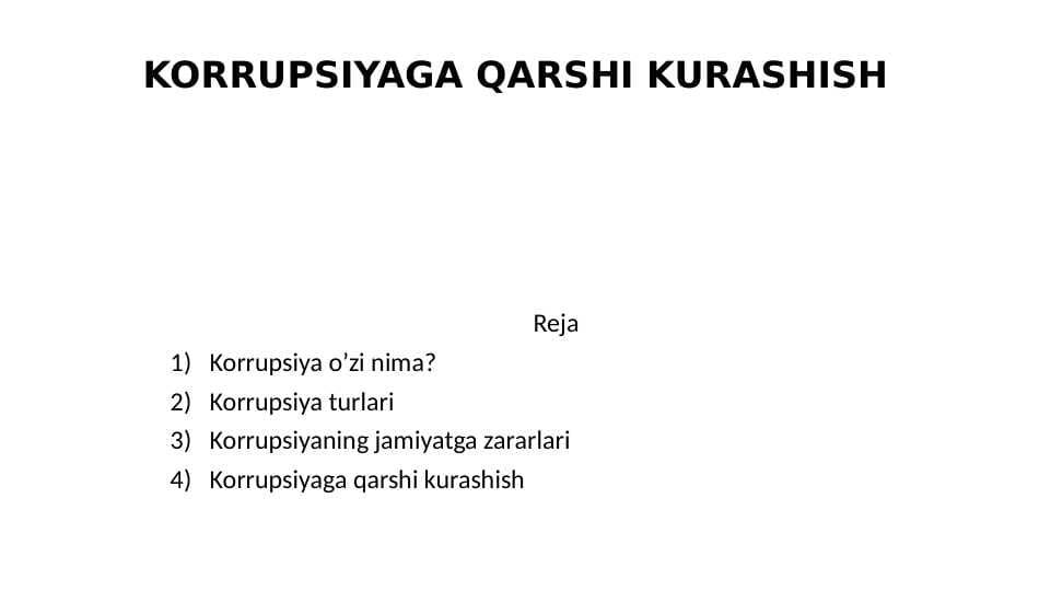 KORRUPSIYAGA QARSHI KURASHISH