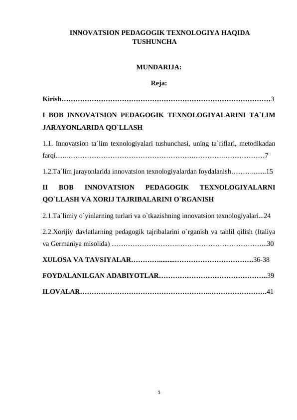 INNOVATSION PEDAGOGIK TEXNOLOGIYA HAQIDA TUSHUNCHA