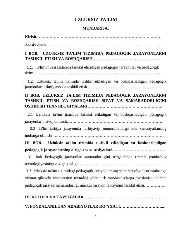 UZLUKSIZ TA’LIM