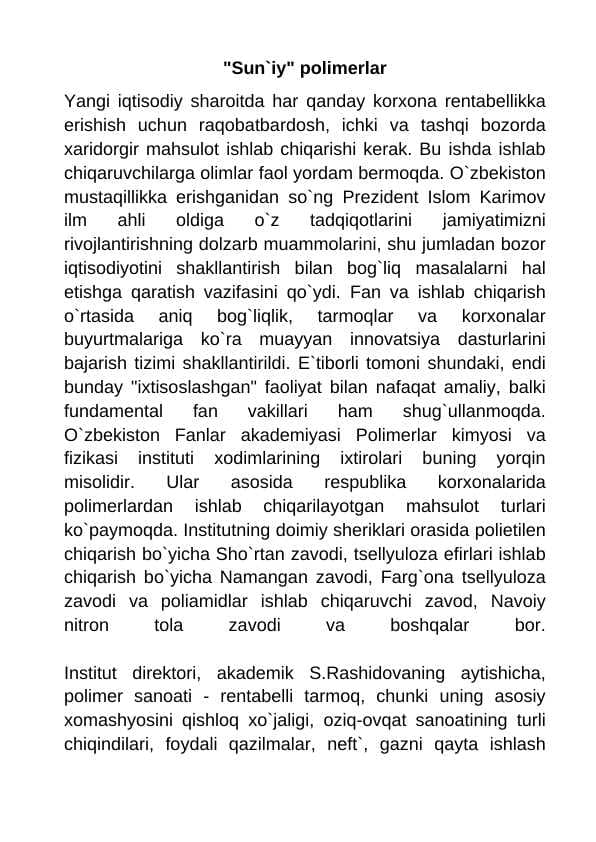 Sun`iy polimerlar