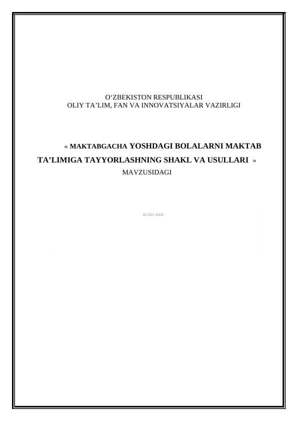 Maktabgacha yoshdagi bolalarni maktabga tayyorlash