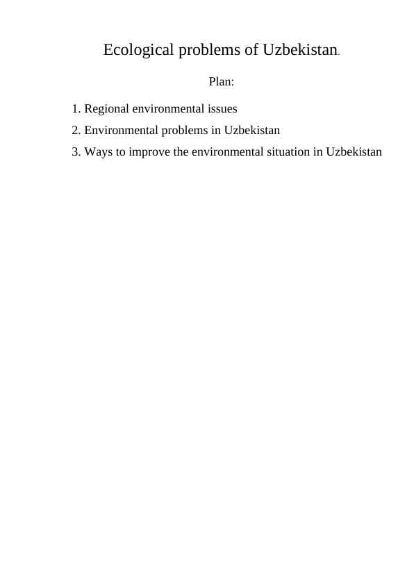 Ecological problems of Uzbekistan.