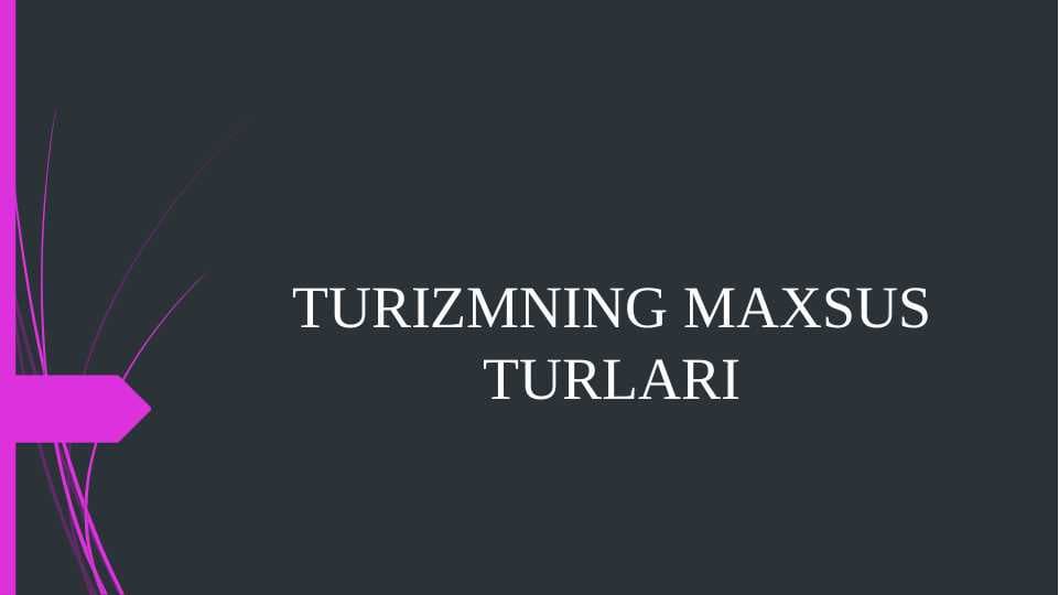 TURIZMNING MAXSUS TURLARI