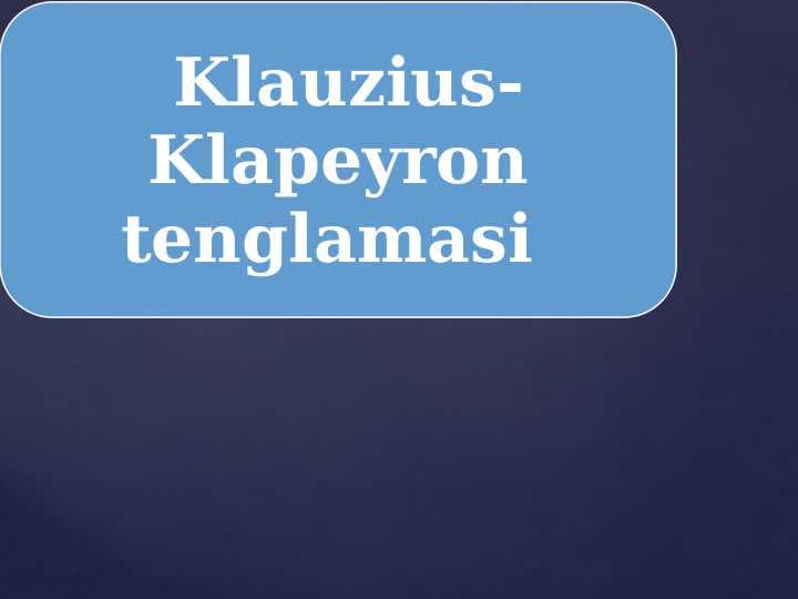 Klauzius-Klayperon tenglamasi