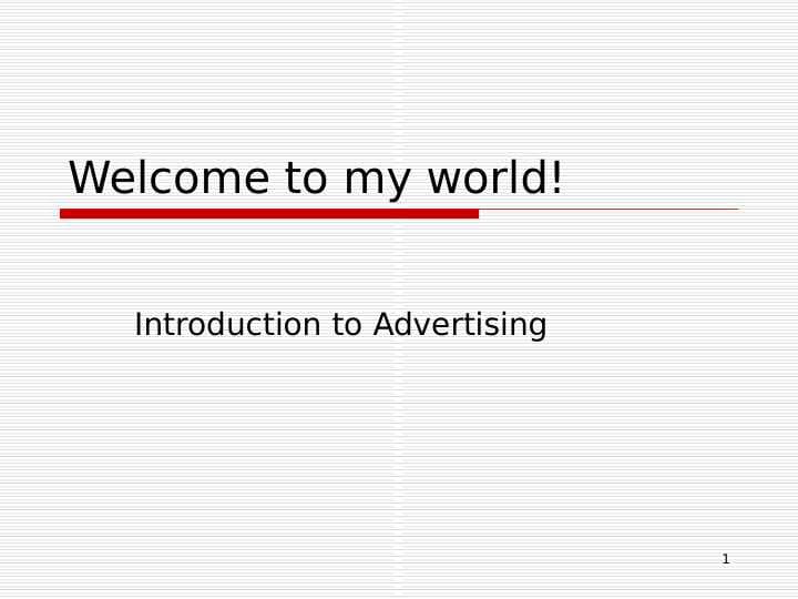 Welcome to my world!