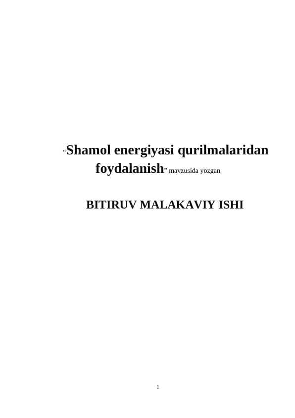 Shamol energiyasi qurilmalaridan foydalanish