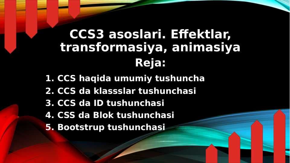 CCS3 asoslari. Effektlar, transformasiya, animasiya