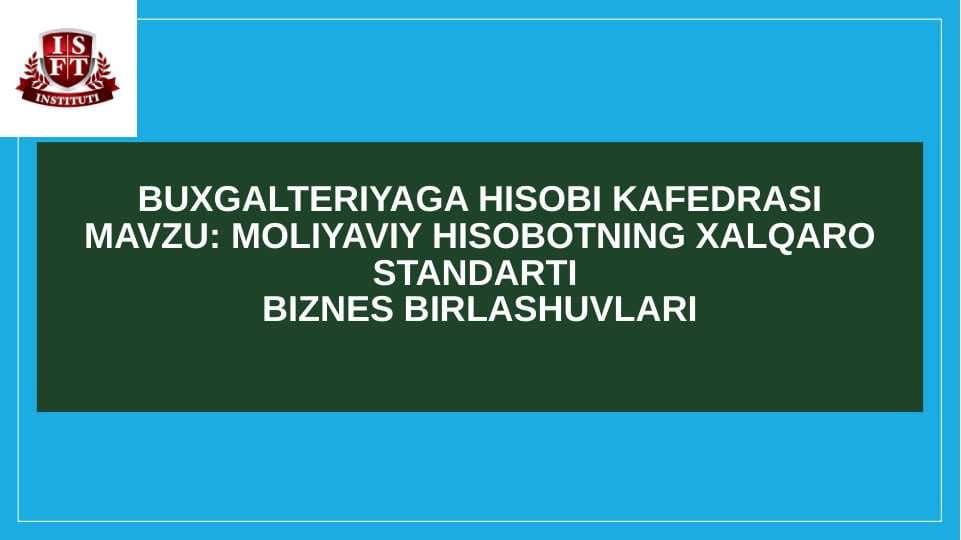 Moliyaviy hisobotning xalqaro standarti