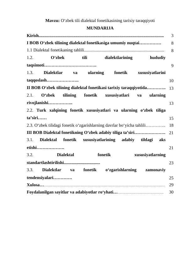 Oʻzbek tili dialektal fonetikasining tarixiy taraqqiyoti