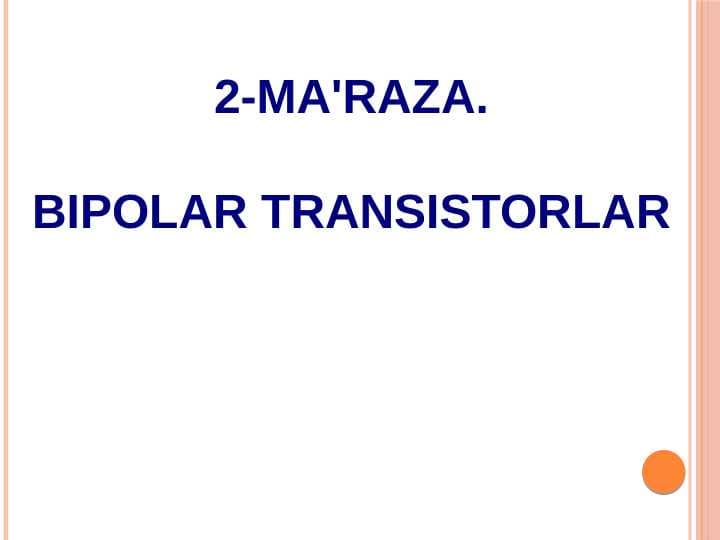 BIPOLAR TRANZISTORLAR