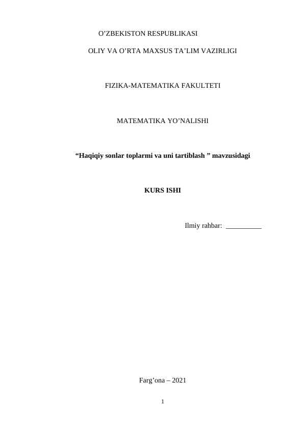 Haqiqiy sonlar toplarmi va uni tartiblash