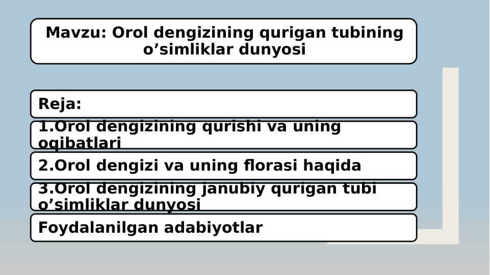 Orol dengizining qurigan tubining o’simliklar dunyosi